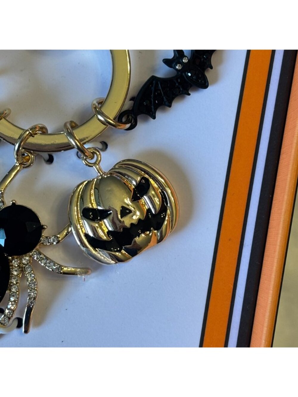 True To Form Halloween Handbag Charm Pumpkin Spider Black Cat Ghost Keyring Clip - Picture 7 of 13